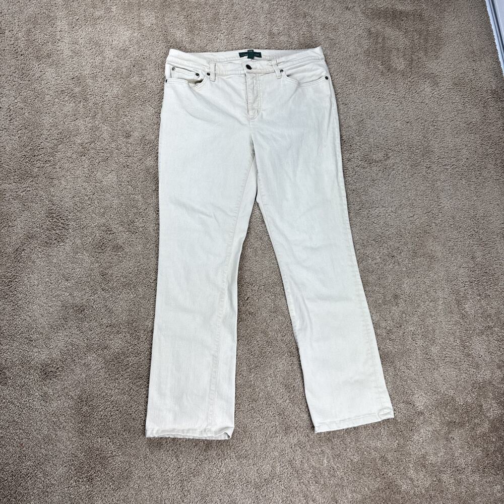Ralph Lauren LRL Jeans Women's 12 Modern Straight Stretch Brown Tan Casual Denim